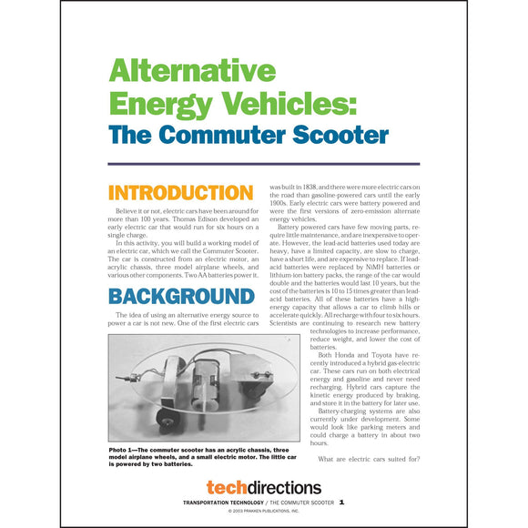 Alternative Energy Vehicles: The Commuter Scooter Classroom Project pdf first page