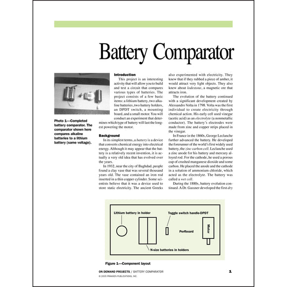 Battery Comparator Classroom Project pdf first page
