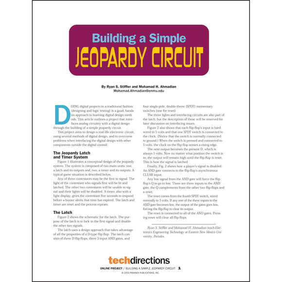 Building a Simple Jeopardy Circuit Classroom Project pdf first page