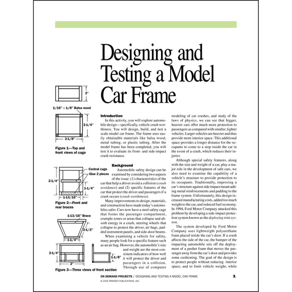 Designing and Testing a Model Car Frame Classroom Project pdf first page