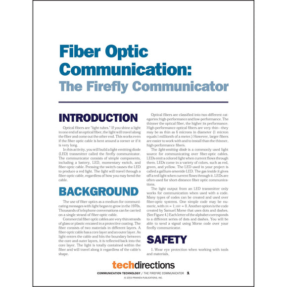 Fiber Optic Communication: The Firefly Communicator Classroom Project pdf first page