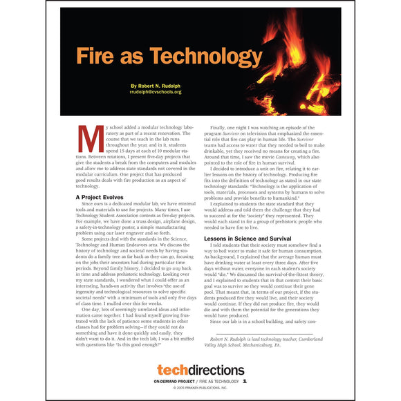 Fire as Technology Classroom Project pdf first oage