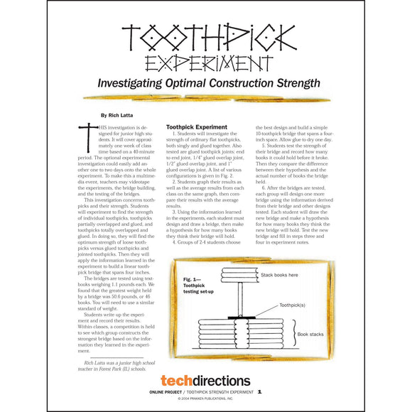 Toothpick Experiment: Investigating Construction Strength Classroom Project pdf first page
