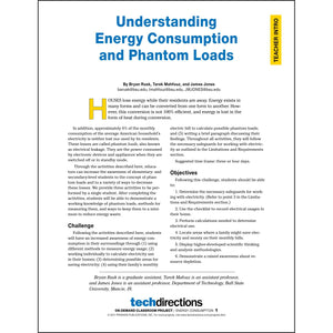 Understanding Energy Consumption and Phantom Loads Classroom Project pdf first page
