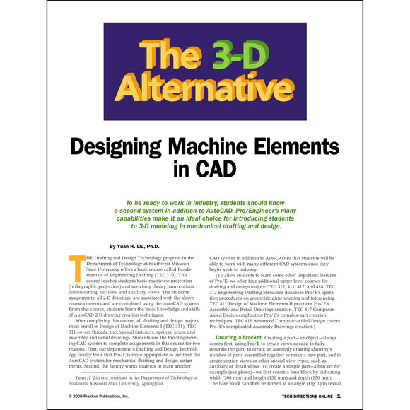 3D Alternative--Designing Machine Elements in CAD Classroom Project pdf first page