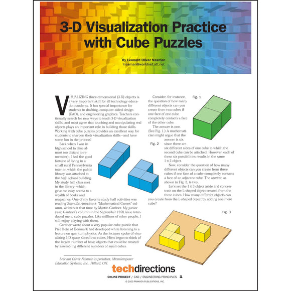 3-D Visualization Practice with Cube Puzzles Classroom Project pdf first page