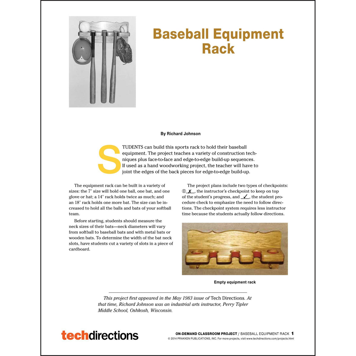 Baseball Rack Step File Baseball Equipment Rack Classroom Project pdf – Tech Directions Books ...