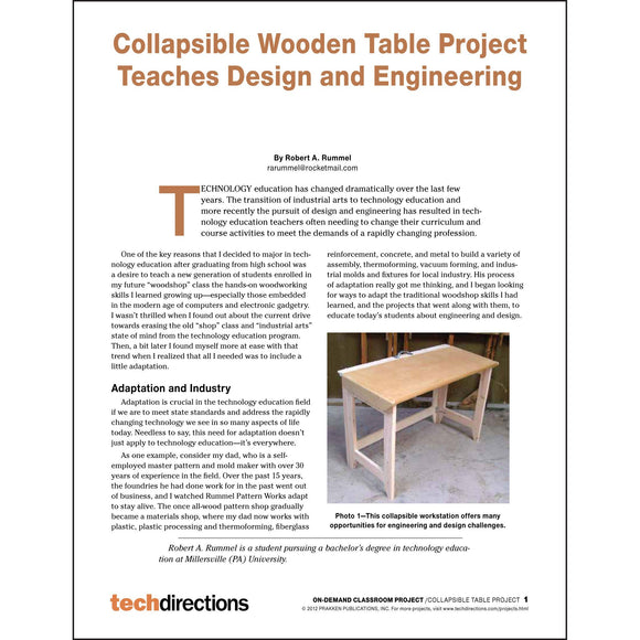 Collapsible Wooden Table Project Teaches Design and Engineering pdf first page