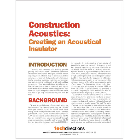 Construction Acoustics: Creating an Acoustical Insulator Classroom Project pdf first page