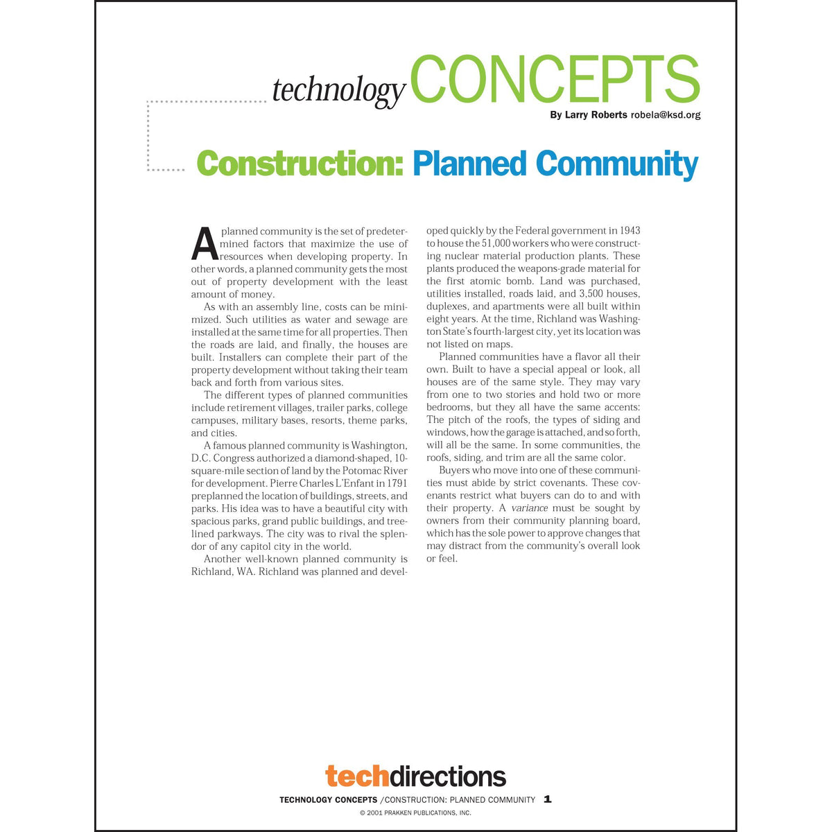 Construction: Planned Community Classroom Project pdf – Tech Directions ...