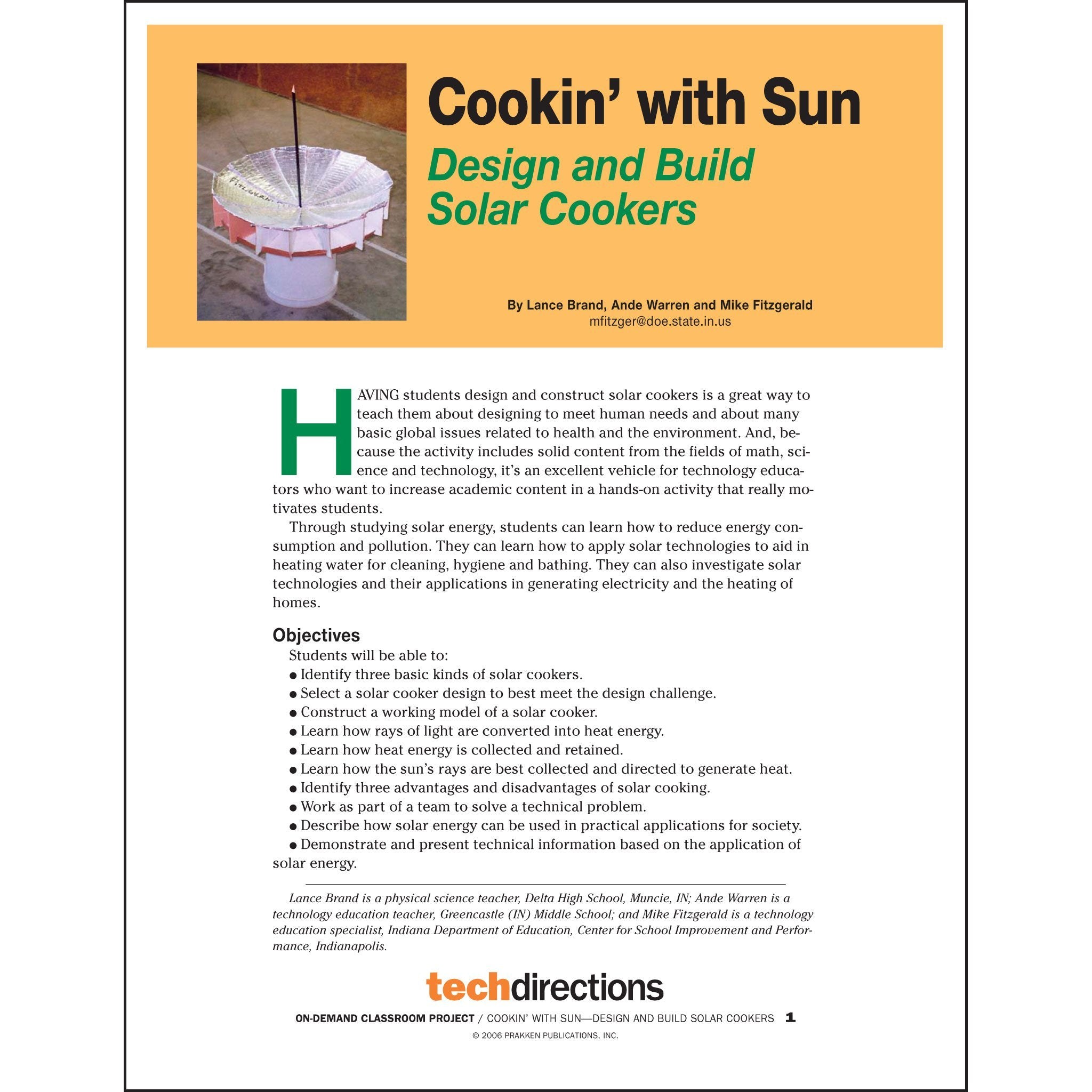 Solar Cooker Project.pdf Cookin' with Sun—Design and Build Solar Cookers Classroom Project pdf ...