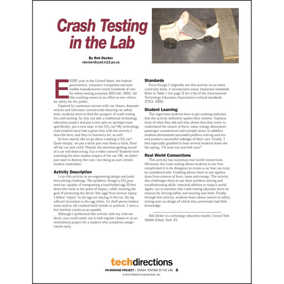 Crash Testing in the Lab Classroom Project pdf first page