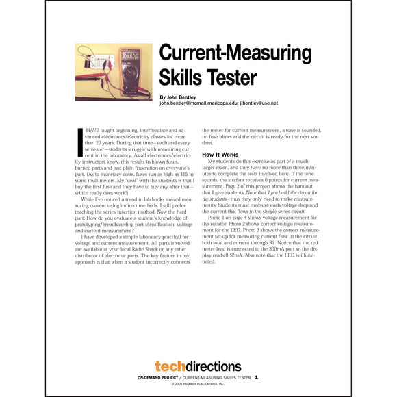 Current-Measuring-Skills Tester Classroom Project pdf first page