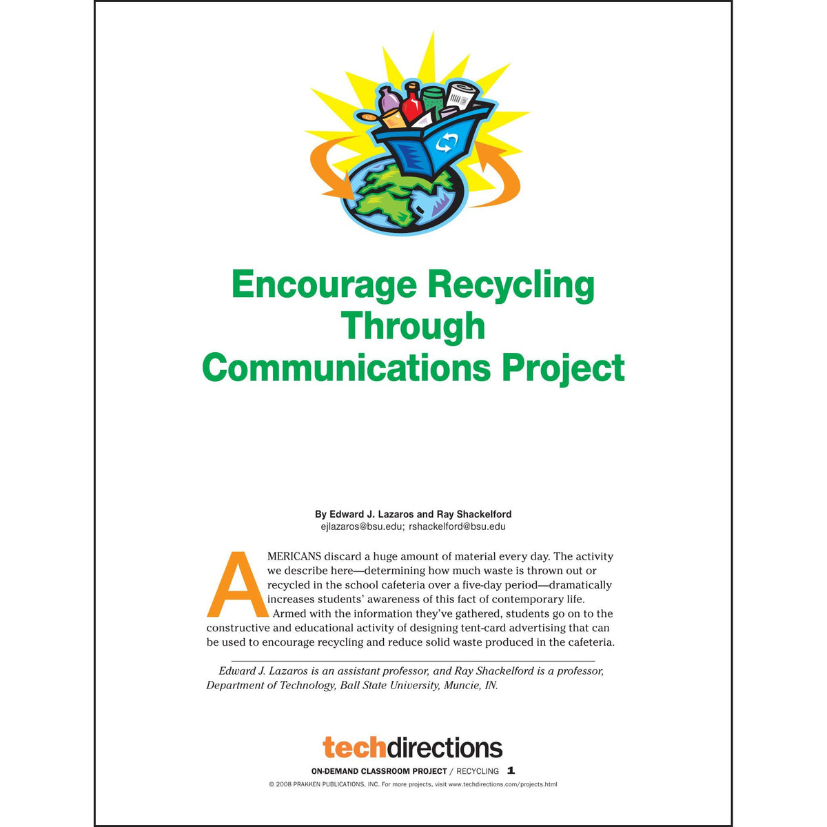 Encourage Recycling Through Communications Classroom Project pdf – Tech ...