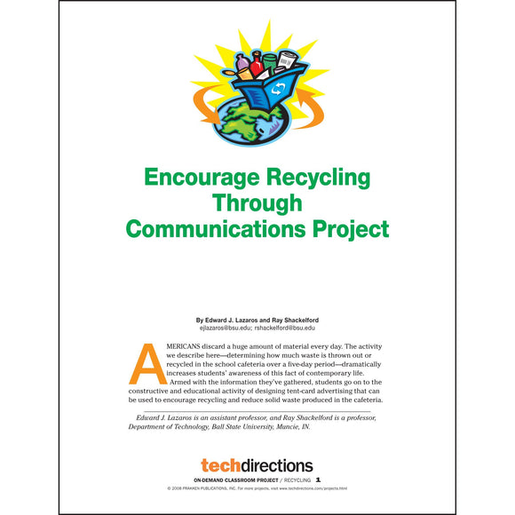 Encourage Recycling Through Communications Project pdf first page