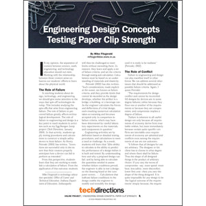Engineering Design Concepts: Testing Paper Clip Strength Classroom Project pdf first page