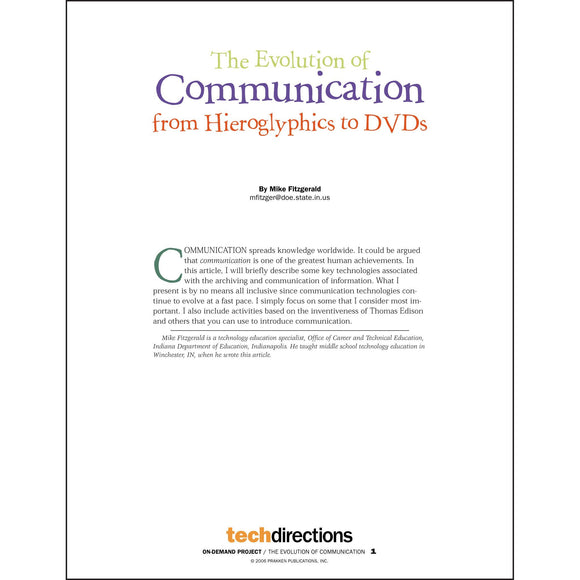 Evolution of Communication Classroom Project pdf first page