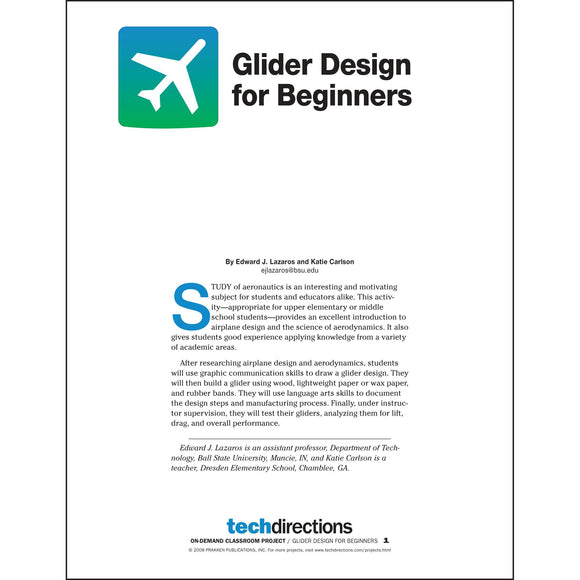 Glider Design for Beginners Classroom Project pdf first page