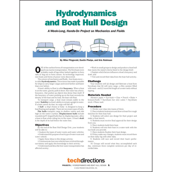 Hydrodynamics and Boat Hull Design Classroom Project pdf first page
