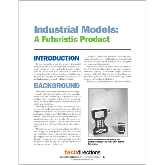 Industrial Models: A Futuristic Product Classroom Project pdf first page
