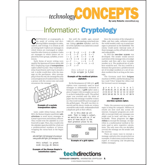 Information: Cryptology Classroom Project pdf first page