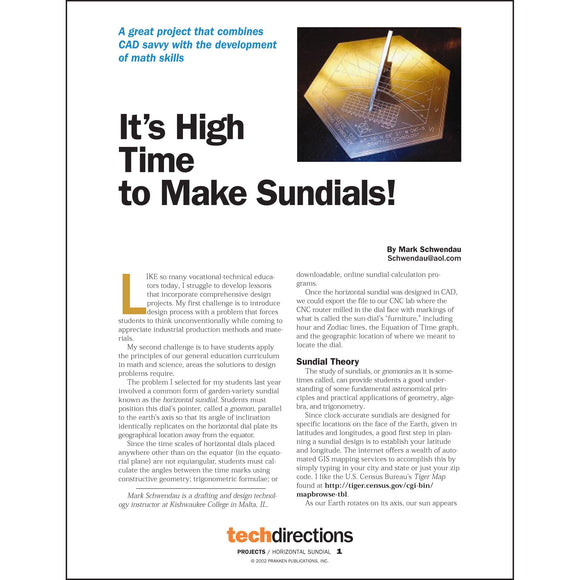 It’s High Time to Make Sundials Classroom Project pdf first page