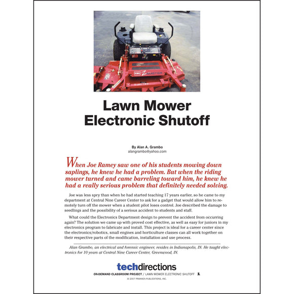 Lawn Mower Electronic Shutoff Classroom Project pdf first page