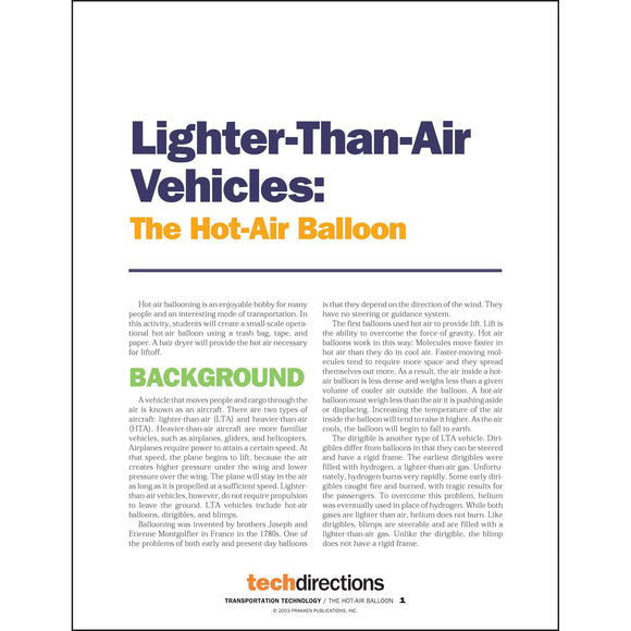 Lighter-Than-Air-Vehicles: The Hot-Air Balloon Classroom Project pdf first page