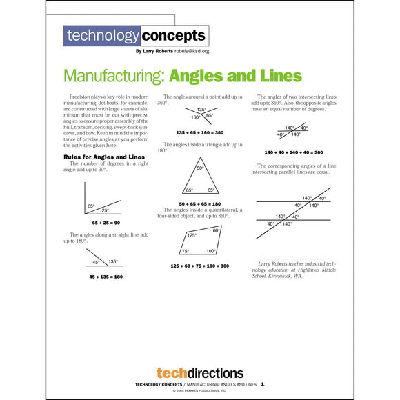 Manufacturing: Angles and Lines Classroom Project pdf first page