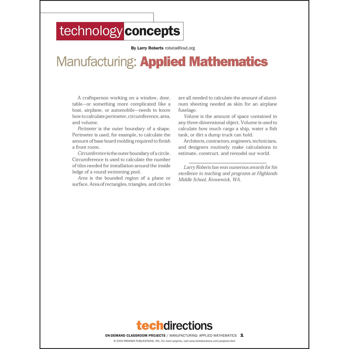 Manufacturing: Applied Mathematics Classroom Project pdf – Tech ...
