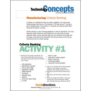 Manufacturing: Criteria Ranking Classroom Project pdf first page