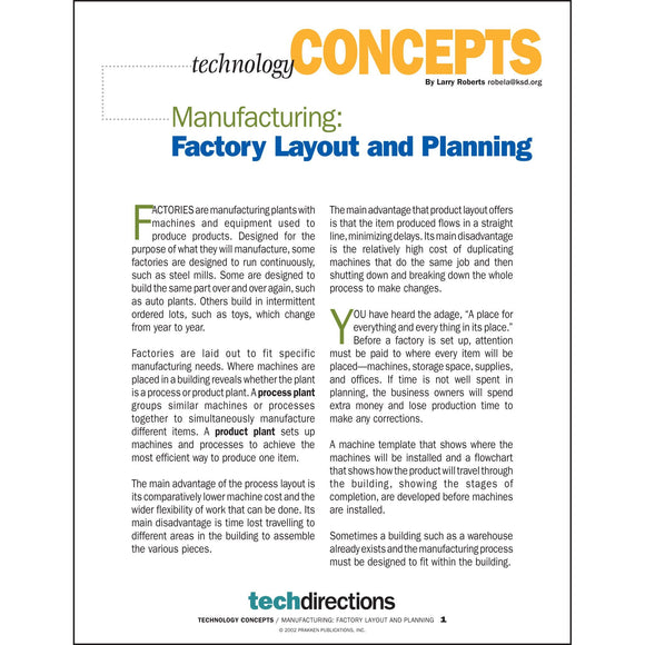 Manufacturing: Factory Layout and Planning Classroom Project pdf first page