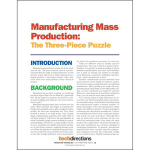 Manufacturing-Mass Production: The Three-Piece Puzzle Classroom Project pdf first page