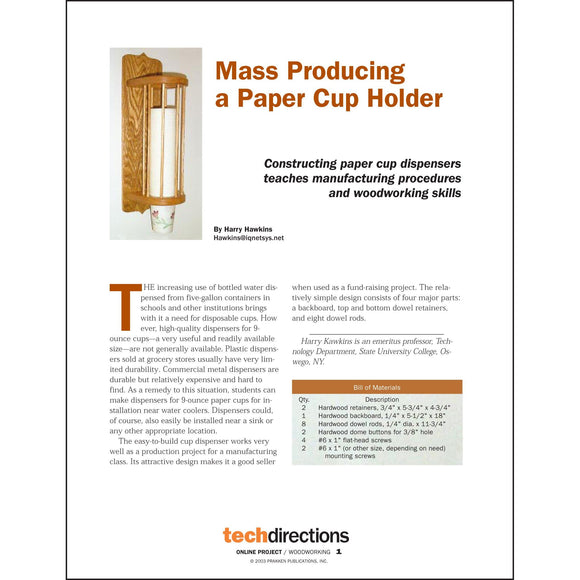 Mass Producing a Paper-Cup Holder Classroom Project pdf first page