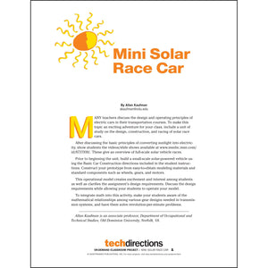 Mini Solar Race Car Classroom Project pdf first page