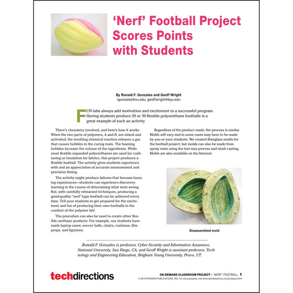 Nerf-Stye Football Project Scores Points with Students Classroom Project pdf first page