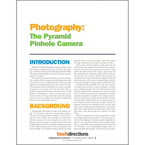 Photography: The Pyramid Pinhole Camera Classroom Project pdf first page