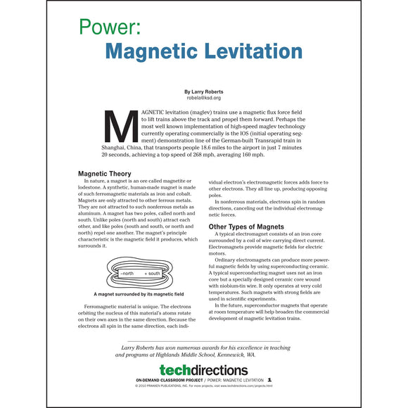 Power: Magnetic Levitation Classroom Project pdf first page