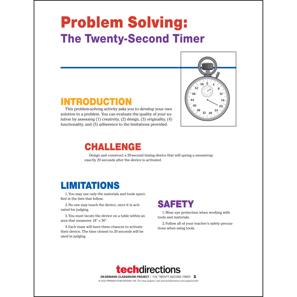 Short Timer Problems Problem Solving: Twenty-Second Timer Classroom Project pdf – Tech ...