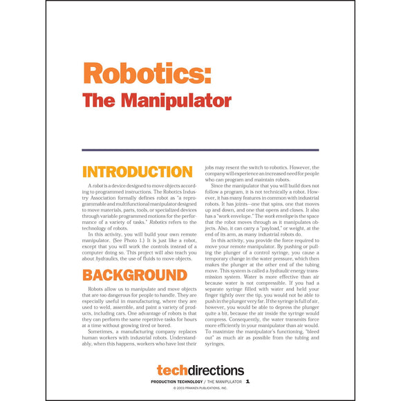 Robotics: The Manipulator Classroom Project pdf first page