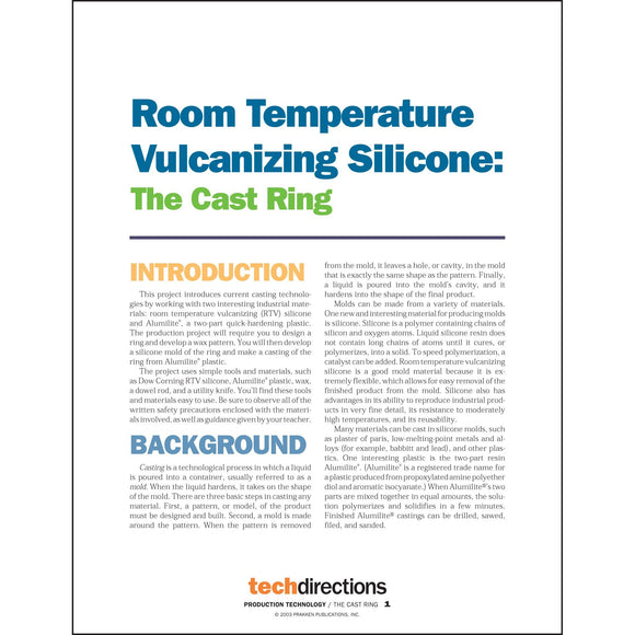 Room Temperature Vulcanizing Silicone: The Cast Ring Classroom Project pdf first page