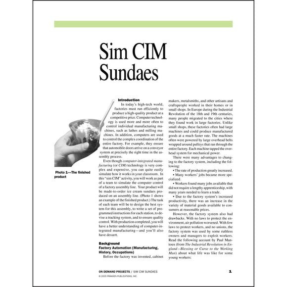 Sim CIM Sundaes Classroom Project pdf first page