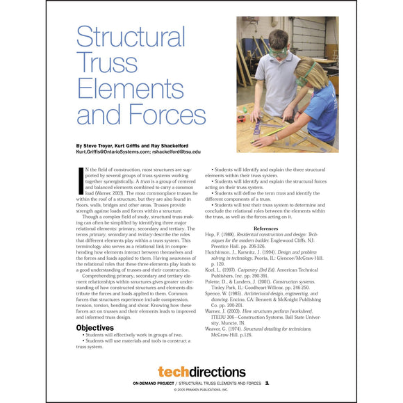 Structural Truss Elements and Forces Classroom Project pdf first page