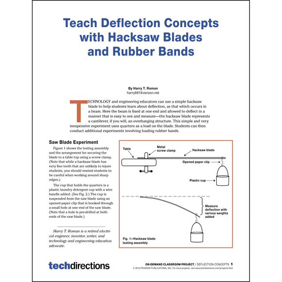 Teach Deflection Concepts with Hacksaw Blades and Rubber Bands Classroom Project pdf first page