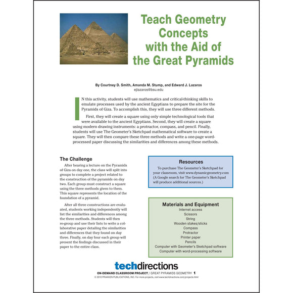Teach Geometry Concepts with the Aid of the Great Pyramids Classroom Project pdf first page