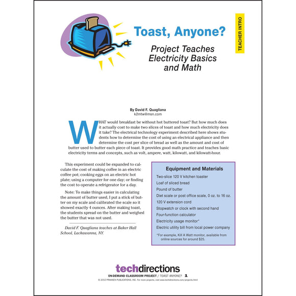 Toast Anyone? Project Teaches Electricity Basics and Math pdf first page