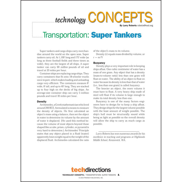 Transportation: Supertankers Classroom Project pdf first page